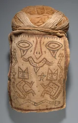 Fausse tête pour paquet funéraire ou masque de momie, 200-100 avant J.-C.