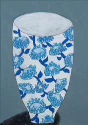 Vase à fleurs bleu