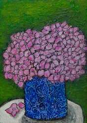 Nature morte aux hortensias roses