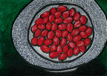 Assiette de haricots rouges colorés