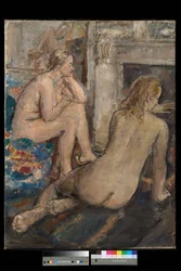 Deux modèles au repos, ex. 1939 (huile sur toile)