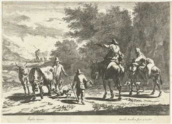 Bergers et bétail en route