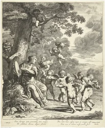 Pan et Syrinx avec putti dansants