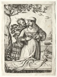 Soldat embrassant une femme