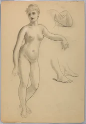 Dessin, Nu féminin debout, septembre, 1860-70
