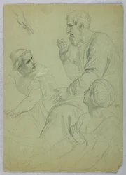 Dessin, Roi et deux femmes, Separ, vers 1845