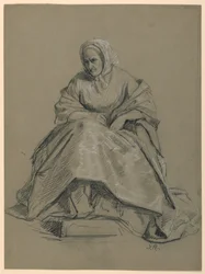 Dessin, étude pour la "Réception de Martha Washington", 1860