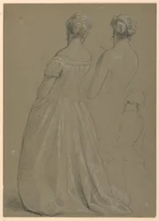 Dessin, étude pour la "Réception de Martha Washington", 1860