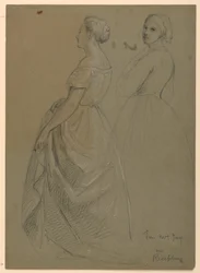 Dessin, étude pour "La réception de Martha Washington", 1860