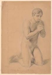 Figure masculine nue, étude pour "Communion des malades"