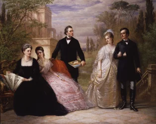La famille Field dans un jardin
