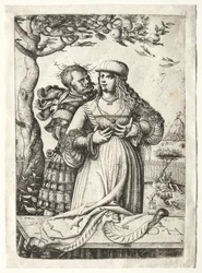Soldat embrassant une femme