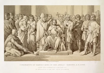 Couronnement de Harold, roi des Anglo-Saxons, gravé par W. Ridgeway
