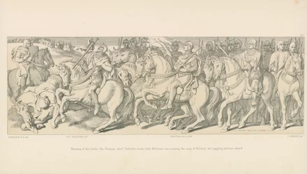 Matin de la bataille. Le chef normand Taillefer, mène l