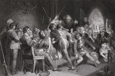 La Salle de Glennaquoich - un festin des Highlands, gravé par P. Lightfoot, de 