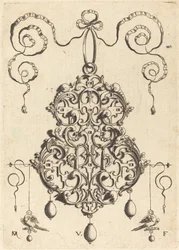 Pendentif en Arabesque avec Deux Oiseaux comme Boucles d