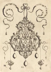 Pendentif à motifs avec deux cygnes comme boucles d