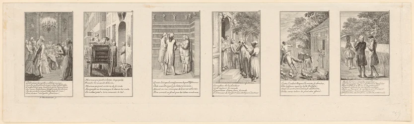 6 des 12 planches à contenu moral et satirique, partie 1