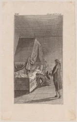 Clarisse mourant dans son lit à baldaquin