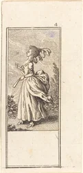 Fille avec Éventail, de Profil Gauche