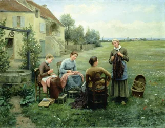 Le cercle de couture (huile sur toile)