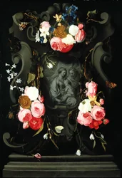 Guirlande de fleurs avec la Sainte Famille, 1625-27