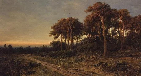 Paysage avec deux figures au coucher du soleil