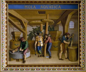 Construction de la roue de meulage aquatique, plafond de la salle des chevaliers