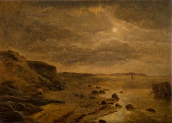 Clair de lune. La côte ouest du Jutland à Bovbjerg