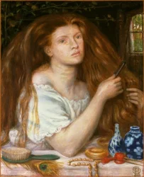 Femme se peignant les cheveux