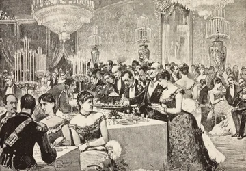 Salle du buffet, bal de la cour au Quirinal, Rome, Italie, gravure d