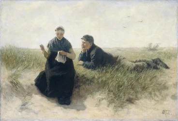 Garçon et fille dans les dunes