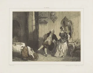 Homme et femme dans un intérieur du XVIIIe siècle