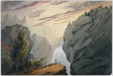 A la cascade, vers 1850 (aquarelle)
