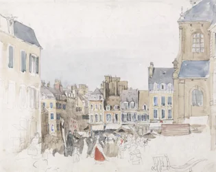 Un marché français, vers 1829