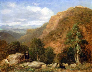 Vue depuis Bettws-y-Coed, Moel Siabod et la chaîne de Snowdon au loin, 1853