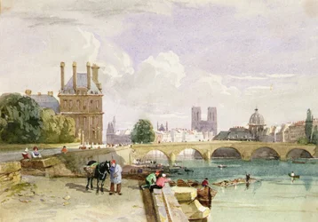 Vue du Pavillon de Flore et des Tuileries depuis la Seine, Notre Dame, Paris