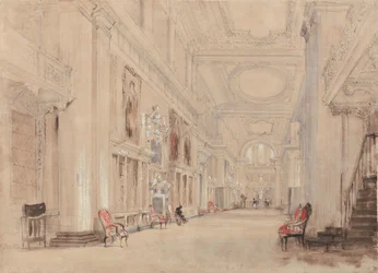 Longue bibliothèque au palais de Blenheim