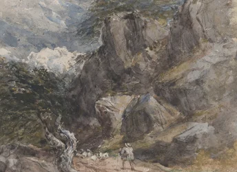 Conduite de moutons dans un paysage rocheux, ca. 1846