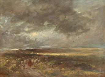 Paysage de lande : berger et moutons, v. 1810.