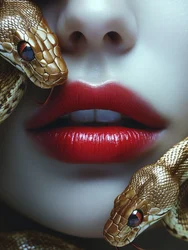 Lèvres séduisantes, serpents dorés