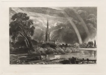 Cathédrale de Salisbury depuis les prés (petite planche)