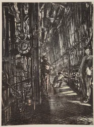 Salle des chaudières sur un cuirassé, illustration de 