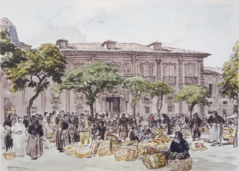 Marché devant un palais, Oviedo