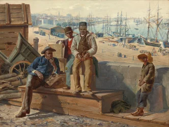 Garçons noirs sur le quai