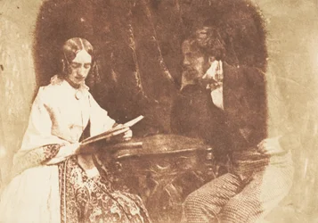 Couple assis, femme lisant, 1843-47