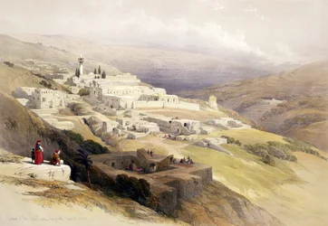 Couvent de la Terre Sainte, Nazareth, 21 avril 1839, planche 30 du volume I de « La Terre Sainte », gravée par Louis Haghe (1806-85), publiée en 1842