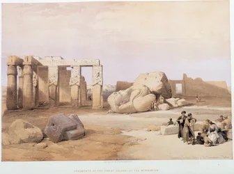Fragments des grands colosses, au Memnonium, dans « La Terre Sainte », Londres 1849