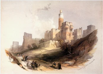 En Terre Sainte : Jérusalem, la Citadelle avec la Tour de David (gravure)