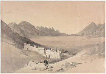 Le Couvent de Sainte-Catherine, Mont Sinaï, vue vers la plaine du campement